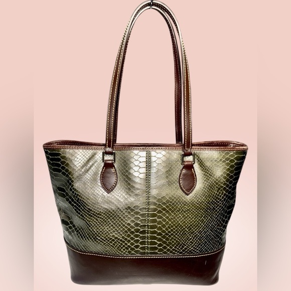 Dooney & Bourke Metallic Python Embossed Leather Collection - Shopper Tote • NWT - Picture 2 of 10